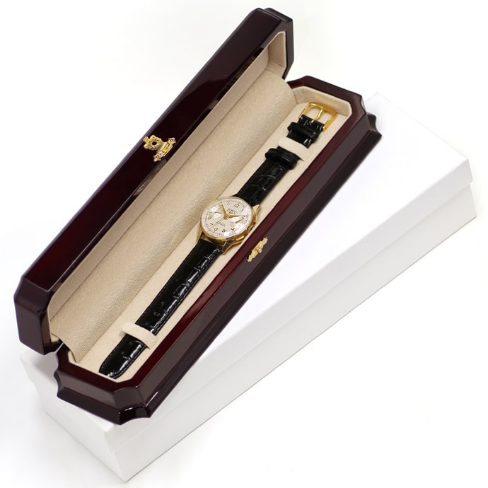 Foto 8 - BWC Vintage Chronograph Lederband Herrenuhr in Gelbgold, U2560